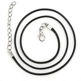 Black Wax Leather Snake Necklace Beading Cord String Rope Wire 18inch For DIY Jewelry 200pcs lot W9 225o