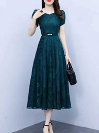 Urban Sexy Dresses Green Women 2023 New Chiffon Vintage Casual Floral Dress Short Sleeve Black Elegant Beach Robe Chic Long Tunics Prom Dresses ForL2311298