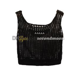 Letters Embroidered Tanks Top Women Sexy Mesh Vest Designer Sleeveless Crop Tops Hollow t Shirt
