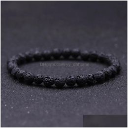 Beaded 6Mm Natural Black Lava Stone Bead Bracelet Diy Aromatherapy Essential Oil Diffuser For Women Drop Delivery Jewelry Bracelets Dhyeh