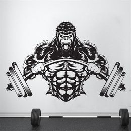 Gym Wall Decal Custom Fitness Decor Workout Art Vinyl Sticker Gorilla Gym Quote Stickers Motivation Crossfit A732 210308258m