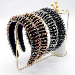 Europe And America Full Crystals Thick Anti-slip Headband Sponge Man-made Diamond Hairband Women's Hair HOOP184D