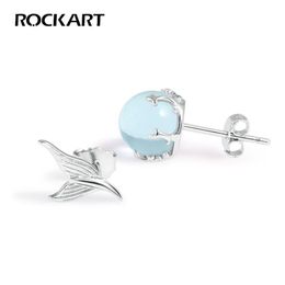 Real 925 Sterling Silver Mermaid Bubble Stud Earrings Jewellery Female Earrings For Women Popular Fishtail279m