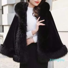 Scarves Black Fall Winter Artificial Faux Fur Grass Vest Lady Loose Coat Women Party Beauty Over Cloth Top Hat Shawl Cloak