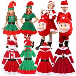 Girl's Dresses Christmas Year Kids Santa Claus Children Xmas Clothes Party Dress Up Set Girls Christmas Cosplay Costume 231204