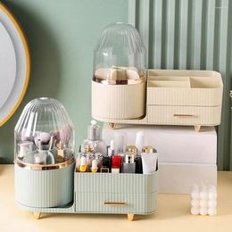 Storage Boxes Space-saving Makeup Organiser Rotating Cosmetic Box With Drawers Dust-proof For Lipsticks