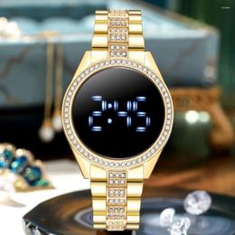 Wristwatches Accurate Time Display Watch Exquisite Women's Led Digital Rhinestone Inlaid Adjustable Wrist Strap Large Screen