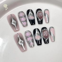 False Nails XXIU Pure Handmade Press on Full Cover Professional Spice Girl Sweet Cool Metallic Dimensional Fake 231204