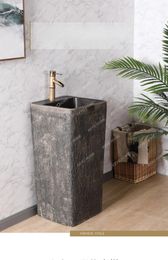 Bathroom Sink Faucets Antique Art Pedestal Basin Retro Column Washbasin Integrated Floor-Standing Outdoor Wash