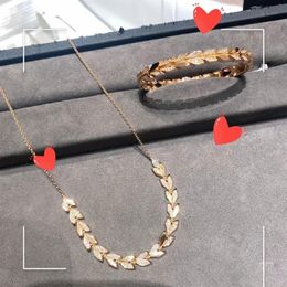 necklace bracelet leaf diamond fashion jewelry jewlery designer 18k gold necklace Women Men couple fashion layered necklace Weddin259d