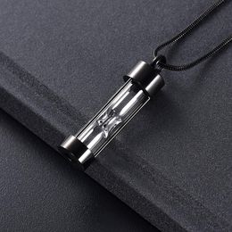 IJD9400 Funnel & Gift Box Black Color Hourglass Cremation Necklace Ashes Holder Keepsake Jewelry Stainless Steel Locket Fune294A