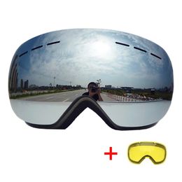 Ski Goggles High-definition Skiing Eyewear with Night Vision Lens Windproof Snowboard Ski Glasses Winter Anti-fog UV400 Snowmobile Goggles 231205