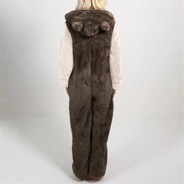 Women's Sleepwear Fashion Onesies Fleece Sleepwear Overall Plus Size Hood Sets Pajamas for Women Adult for Winter Warm Pyjamas Women S-5XL 231205