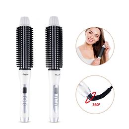 Hair Straighteners CkeyiN Electric Brush Tourmaline Ceramic Curling Straightening for Women LCD Display Styling Straightener Comb 231205