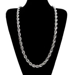 10mm Thick 76cm Long Solid Rope ed Chain 24K Gold Silver Plated Hip hop ed Heavy Necklace 160gram For mens2652