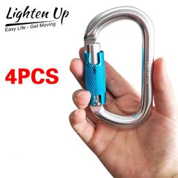 Climbing Harnesses 4PCS 25KN Alloy Steel Carabiner Yoga Hammock Safety Buckle Rock Master Lock Outdoor Camping Survival Tool 231204