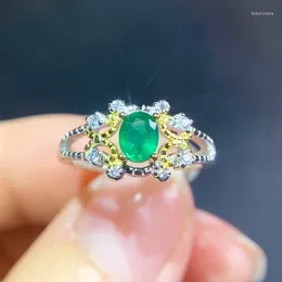 Cluster Rings CoLife Jewellery Fashion Silver Ring For Young Girl 4 5mm Natural Colombia Emerald 925