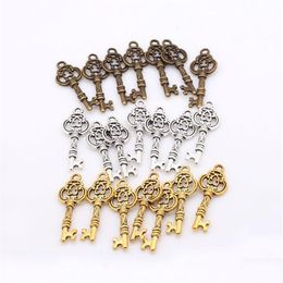 Whole-Key shaped Charm Three Color Vintage Metal Zinc Alloy Fine Trendy Keys Pendant Charms for Jewerly 80pcs lot 9 26mm 64782735