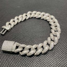 Bracciale Hip Hop a catena cubana di lusso personalizzato d colore Vvs Moissanite 10mm braccialetti con diamanti cubani ghiacciati a forma di bolla gioielli da uomo