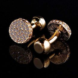 Cuff Links Jewellery shirt cufflinks mens Brand Light Yellow Gold Colour Round Cuff link Button High Quality Luxury Wedding guests R231205