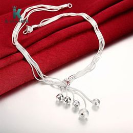 Fine Jewelry Charm 925 Silver Bead Necklace Classic High Quality Fashion light sand chain d At Direct Whole Gift Party259M