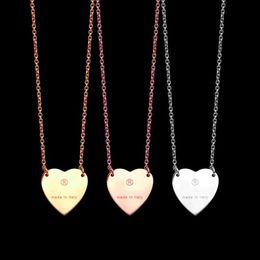 Never Fading Stainless Steel Simple heart Pendant Necklaces 3 Colours Gold Plated Classic Style Logo Printed Women Designer Jewelry288s