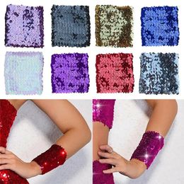 Charm Bracelets Polyester Fibre Wrist Bands Shiny Sequin Stretchy Cuffs Corsage Dancing Hand Flower Woman