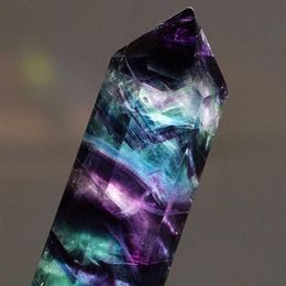 3pc Purple Green Natural Fluorite Quartz Crystal Point Healing Hexagonal Stone Wand for Home Decoration 243k