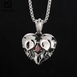 Pendant Necklaces Mens Stainless Steel Necklace Fangs Skull Mask Retro Gothic Punk Style Monster Jewellery GiftPendant243e