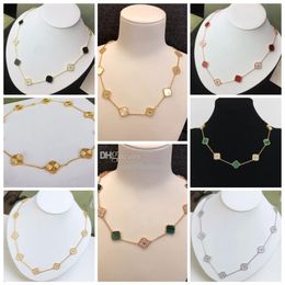 Brand Pendant 10 flower Necklace 4 Four Leaf Clover with diamonds Elegant Clover Necklaces for Woman Jewelry Gift Quality248z