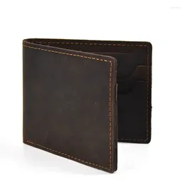 Wallets Men Women Purse Coin Wallet Male Business ID Cards Holder Cow Leather Multiple Slot Casual Big Capacity Dollar Money Bag