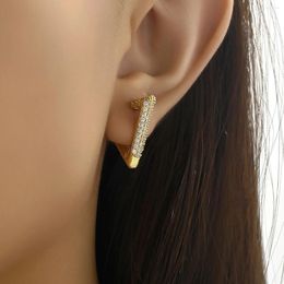 Stud Earrings Micro Inlay Zircon Tiny Spot Ear Buckle Irregular Earring Geometry Square Shape Ring For Women Fashion Jewellery Gift