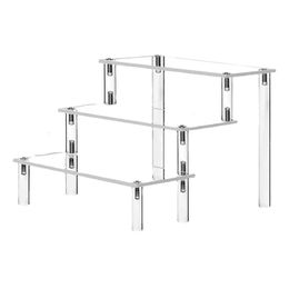 Other Kitchen Dining Bar 1 4 Tier Acrylic Display Stand Durable Rack For Cupcake Perfume Doll Transparent Trapezoidal Blind Box Storage Shelf 231205