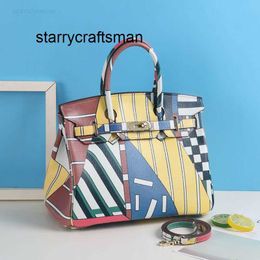 Totes Genuine Leather Bags Handbag Designer backpacks litchi pattern layer printing Colour painting hand leather shoulder