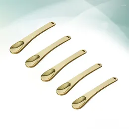 Makeup Brushes 5pcs Mini Spoon Metal Spatula Beauty Scoop For Facial Cosmetic Face Mask (Golden)