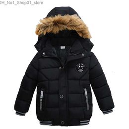 Down Coat Winter Boys Jacket Warm Fur Collar Parkas Fashion Baby Girls Thicen Coats Hooded Zipper Casual All-match Outerwear Kids Clothes Q231205