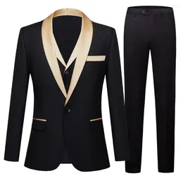 Men's Suits 2023 Spring And Autumn Fashion European Size Suit Colourful Collar Three Piece Set