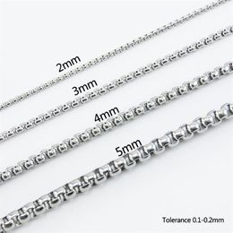 100% Stainless Steel Chain For Jewelry 2 3 4 5mm Square Rolo Box Chains By The Meter DIY Metal Chain Necklace Whole No Clasp230s