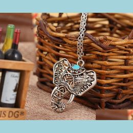 Pendant Necklaces Necklaces Pendants For Women Turquoise Elephant Charm Pendant Chain Choker Jewellery Necklace Drop Delivery Jewellery Ne Dhsxe