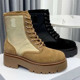 HOT BULKY LACED UP BOOT IN NYLON SHINY BULL BLACK Triomphe Boots Womens Designer Boots Casual Martin Boots Winter Boots Platform Boot