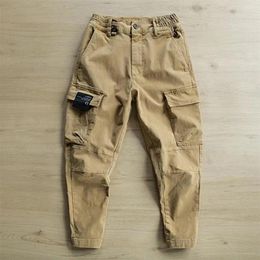 Men's Pants Stylish Cargo Ankle-Length Solid Color Multi Pockets Men Fitness Slim Fit Comfortable Sports For Jogging
