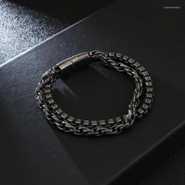 Link Chain Man Jewlery Bracelets Store 220 11mm Stainless Steel Retro Black Double Layer Bracelet Men JB119218-KFC326m