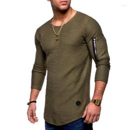 Men's Suits A2584 T-shirt Spring And Summer Top Long-sleeved Cotton Bodybuilding Folding Men