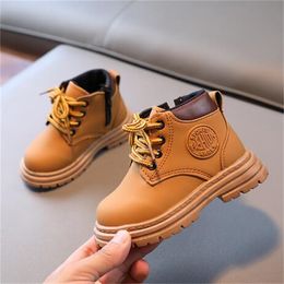 Classic Martin Boots Kids Pu Leather Zip Ankle Boots Autumn Winter Children Fashion Sports Shoes Boys Girls Rubber Sole Sneakers