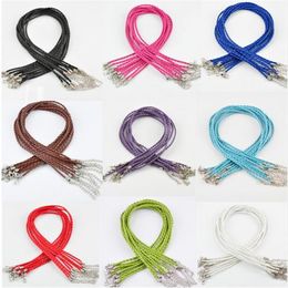 In Stock lot 50pcs 3MM 18 lobster clasp knit mixed Colour Leather Braid Rope Necklace For diy Jewellery Making findings274F