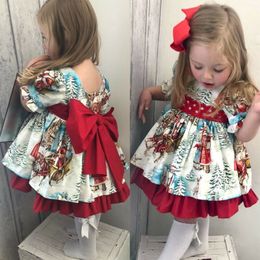 Girl's Dresses Christmas Toddler Kid Baby Dress Princess Red Bow Party Birthday Lace Children Clothes Xmas Costumes 231204