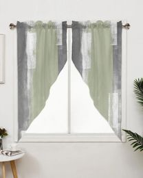 Curtain Green Oil Painting Texture Window Living Room Bedroom Decor Drapes Kitchen Decoration Triangular