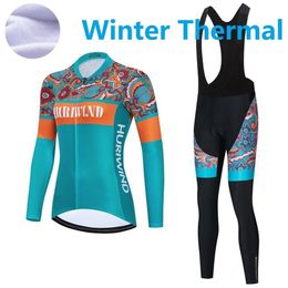 2023 Pro Women Winter Cycling Jersey Set Long Sleeve Mountain Bike Cycling Clothing Breathable MTB Bicycle Clothes Wear Suit B17184F