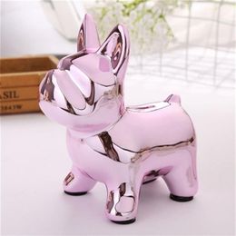 Pink French Bulldog European Ceramic Crafts Bulldog Piggy Bank Home Decor Cute Piggy Bank Ornaments Creative Bulldog Money Box 2202906