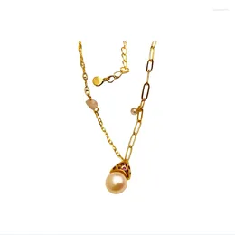 Chains Commuter Design Is Exquisite And Compact Inlaid With Freshwater Pearl Splicing Chain Necklace Collarbone